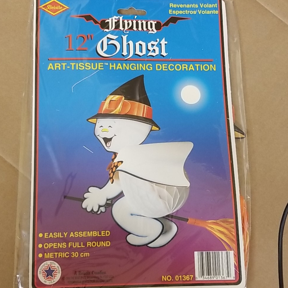 🎃5 /$10🎃❗Flying 12' Ghost Art Tissue Decoration